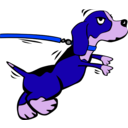 download Dog On Leash Cartoon clipart image with 225 hue color