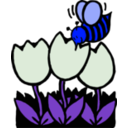 download Bee And Flowers clipart image with 180 hue color