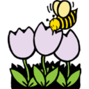 download Bee And Flowers clipart image with 0 hue color