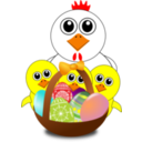 download Funny Chicken And Chicks Cartoon Easter clipart image with 0 hue color