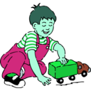 download Boy Playing With Toy Truck clipart image with 135 hue color