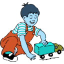 download Boy Playing With Toy Truck clipart image with 180 hue color
