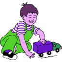 download Boy Playing With Toy Truck clipart image with 270 hue color