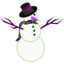 download A Scarfed Snowman clipart image with 270 hue color