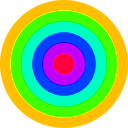 download Rainbow Circle Target 6 Color clipart image with 45 hue color