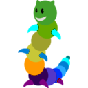 download Rainbow Caterpillar clipart image with 180 hue color