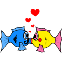 download Fish In Love clipart image with 0 hue color