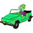 download Boy Driving Car Cartoon clipart image with 90 hue color