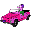 download Boy Driving Car Cartoon clipart image with 270 hue color