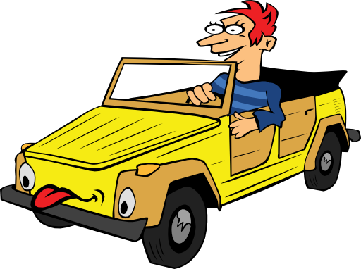 Boy Driving Car Cartoon