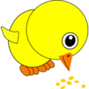 download Funny Chick Eating Bird Seed Cartoon clipart image with 0 hue color