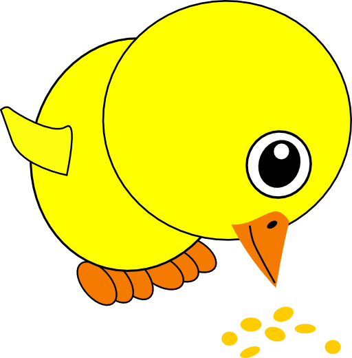 Funny Chick Eating Bird Seed Cartoon