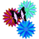 download Butterfly And Flowers clipart image with 180 hue color