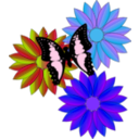 download Butterfly And Flowers clipart image with 225 hue color