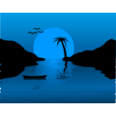 download Sunset Waterscene clipart image with 180 hue color
