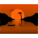 download Sunset Waterscene clipart image with 0 hue color