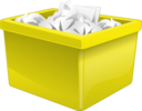Yellow Plastic Box Filled With Paper