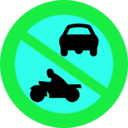 download No Motorbikes Or Cars clipart image with 135 hue color