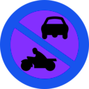 download No Motorbikes Or Cars clipart image with 225 hue color