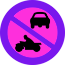 download No Motorbikes Or Cars clipart image with 270 hue color
