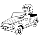 download Girl Driving Car Cartoon clipart image with 0 hue color