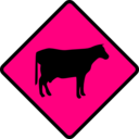download Caution Cows Crossing clipart image with 270 hue color