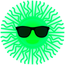 download Sun With Sunglasses clipart image with 90 hue color