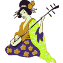 download Geisha Playing Shamisen clipart image with 45 hue color