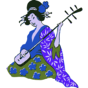 download Geisha Playing Shamisen clipart image with 225 hue color
