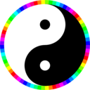 download Rainbow Around Yinyang clipart image with 90 hue color