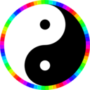 download Rainbow Around Yinyang clipart image with 135 hue color
