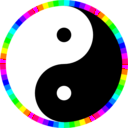 download Rainbow Around Yinyang clipart image with 180 hue color
