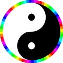 download Rainbow Around Yinyang clipart image with 270 hue color