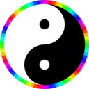 download Rainbow Around Yinyang clipart image with 315 hue color