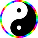 download Rainbow Around Yinyang clipart image with 0 hue color
