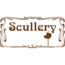 download Scullery Door Sign clipart image with 180 hue color