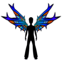 download Wings Black clipart image with 180 hue color
