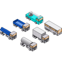 download Six Isometric Vehicles clipart image with 180 hue color