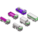 download Six Isometric Vehicles clipart image with 270 hue color