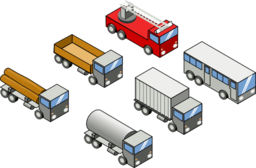 Six Isometric Vehicles