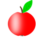download Apple Red With A Green Leaf clipart image with 0 hue color