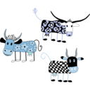 download Cartoon Cows clipart image with 180 hue color