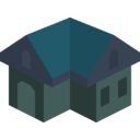 download Placeholder Isometric Building Icon Colored Dark clipart image with 180 hue color