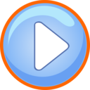 Blue Play Button With Focus