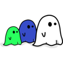 download Three Colored Ghost clipart image with 135 hue color
