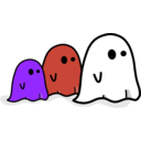 download Three Colored Ghost clipart image with 270 hue color