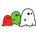 download Three Colored Ghost clipart image with 0 hue color