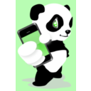 download Panda With Mobile Phone clipart image with 270 hue color