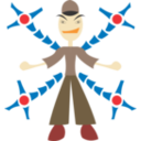 download Man With Mechanic Arms clipart image with 0 hue color