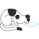 download White Cat Drinking clipart image with 0 hue color